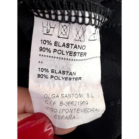 Vintage Olga Santoni Black Long Sleeve Pullover Embellished Blouse Top Size L - Picture 5 of 6